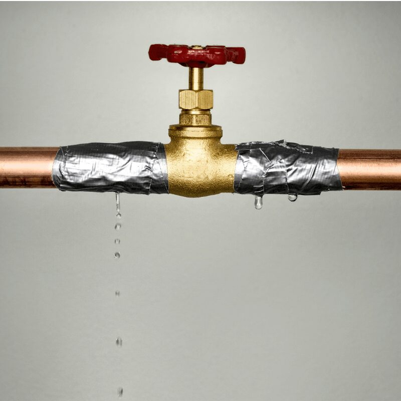 leaking water pipe with-red valve